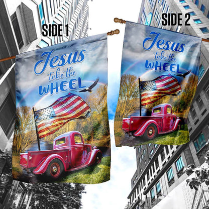 Christian Garden Flags, Jesus, Take The Wheel Flag, Christian House Flags, Christian Cross Flag, Faith Flag