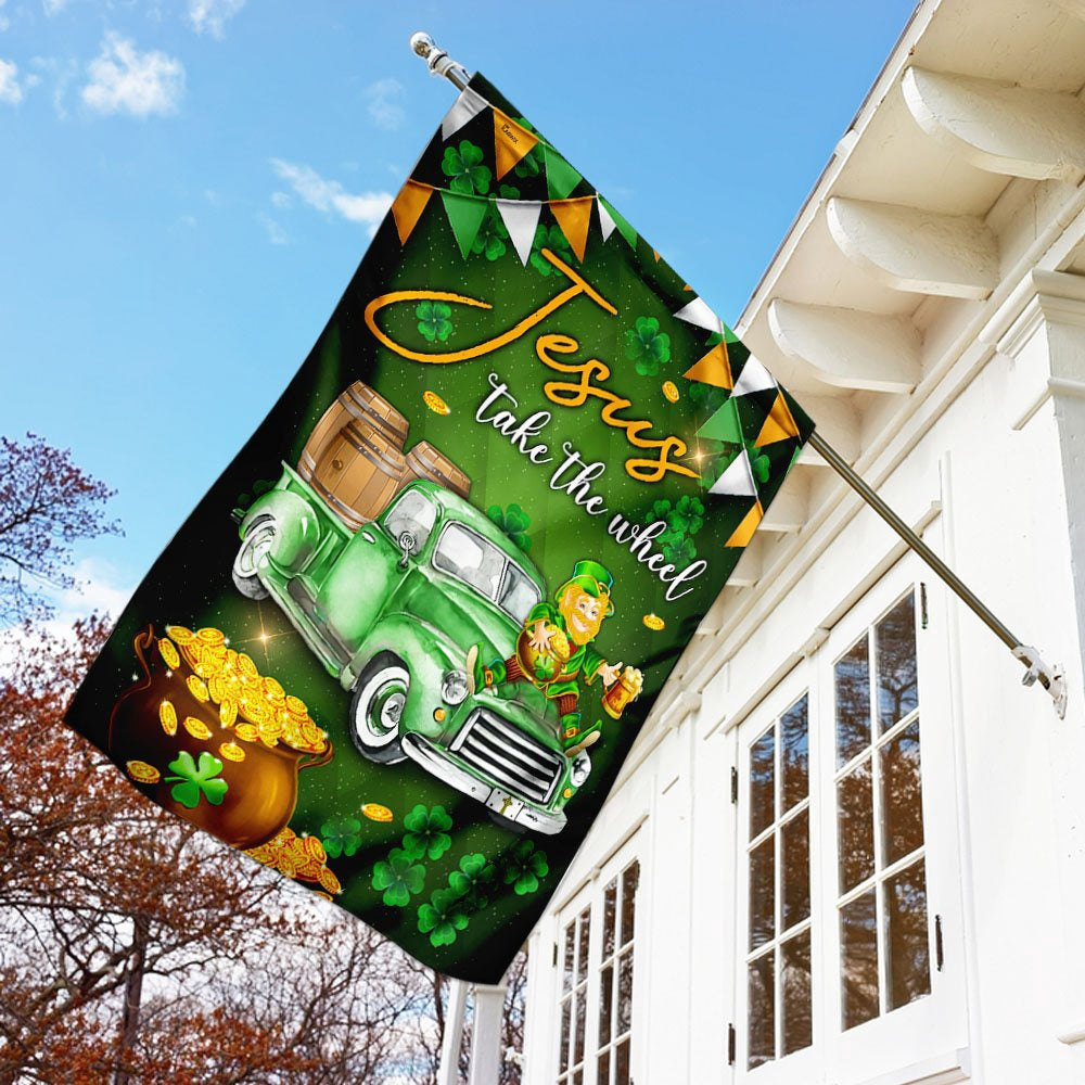 Christian Garden Flags, Jesus Take The Wheel Happy St Patrick Day Flag, Christian House Flags, Christian Cross Flag, Faith Flag