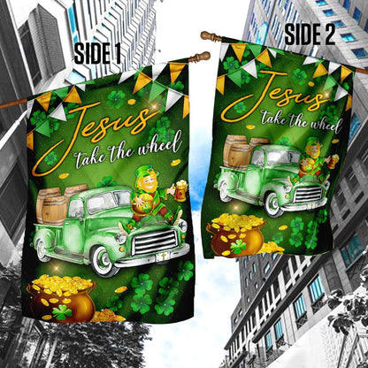 Christian Garden Flags, Jesus Take The Wheel Happy St Patrick Day Flag, Christian House Flags, Christian Cross Flag, Faith Flag