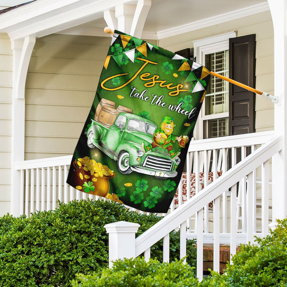 Christian Garden Flags, Jesus Take The Wheel Happy St Patrick Day Flag, Christian House Flags, Christian Cross Flag, Faith Flag