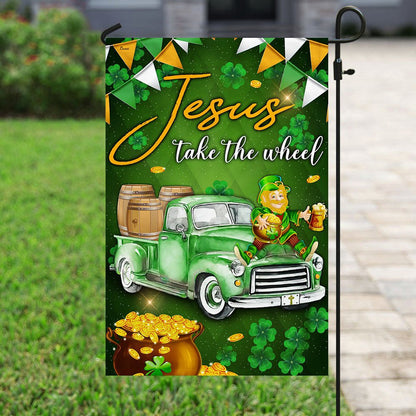 Christian Garden Flags, Jesus Take The Wheel Happy St Patrick Day Flag, Christian House Flags, Christian Cross Flag, Faith Flag