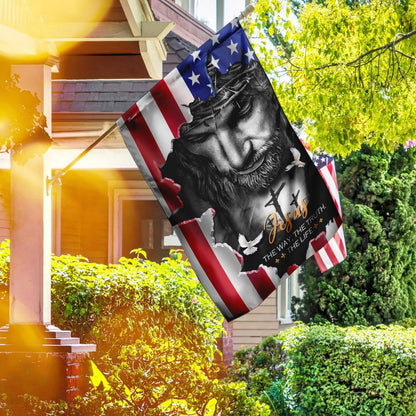 Christian Garden Flags, Jesus The Way The Truth The Life American Flag, Christian House Flags, Christian Cross Flag, Faith Flag