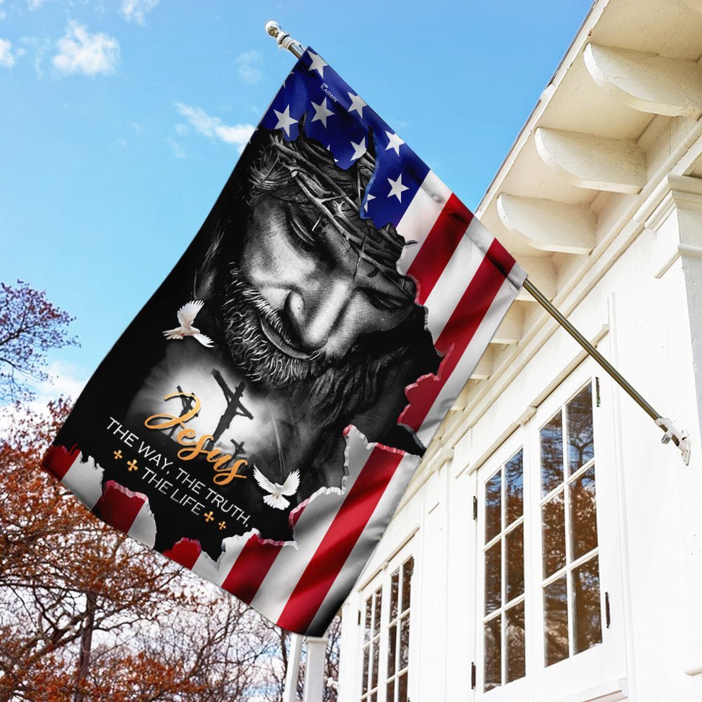 Christian Garden Flags, Jesus The Way The Truth The Life American Flag, Christian House Flags, Christian Cross Flag, Faith Flag