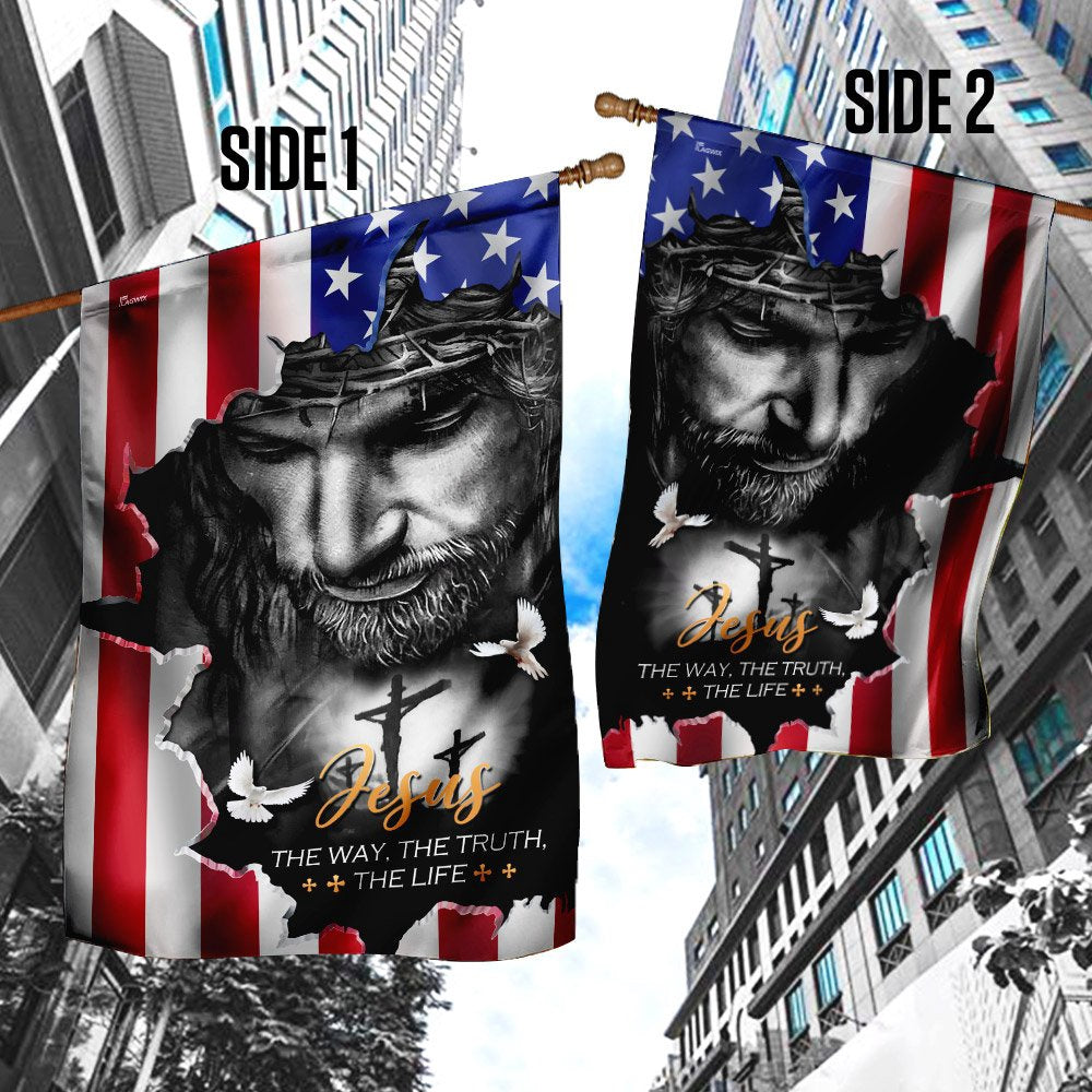 Christian Garden Flags, Jesus The Way The Truth The Life American Flag, Christian House Flags, Christian Cross Flag, Faith Flag