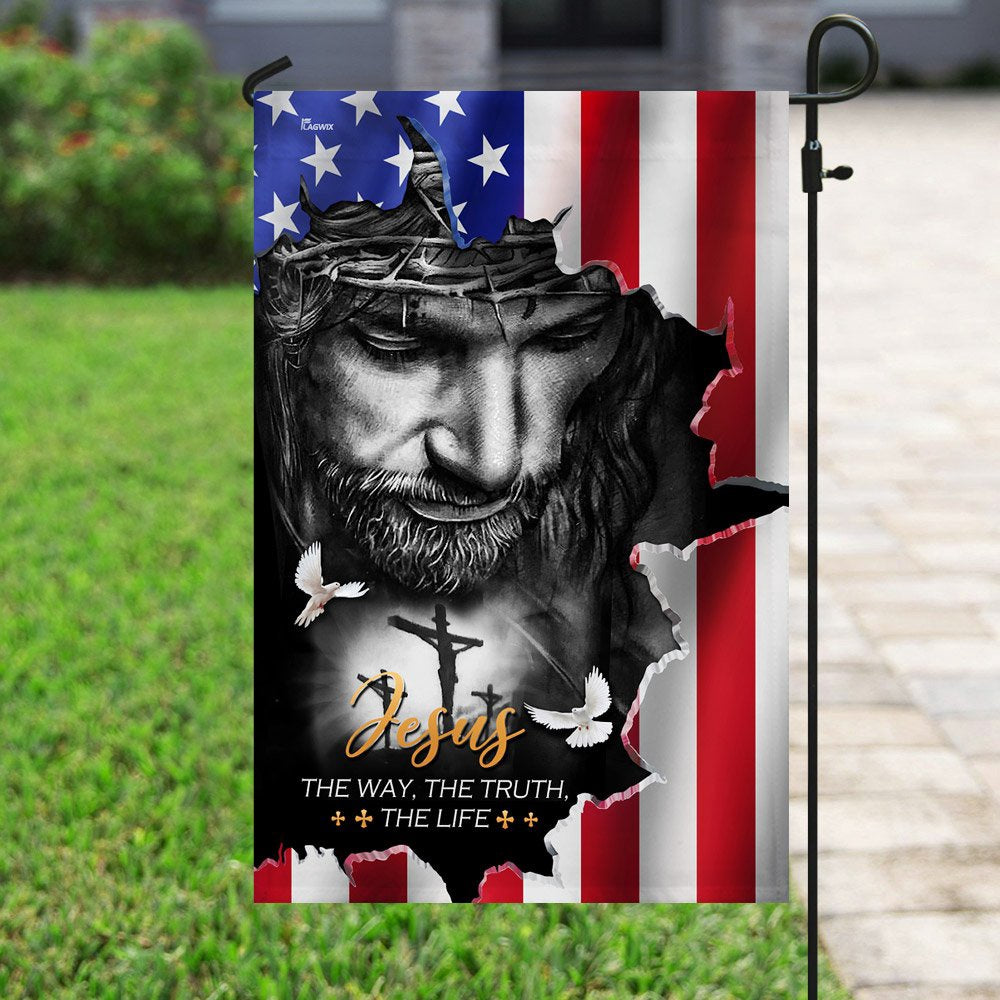 Christian Garden Flags, Jesus The Way The Truth The Life American Flag, Christian House Flags, Christian Cross Flag, Faith Flag