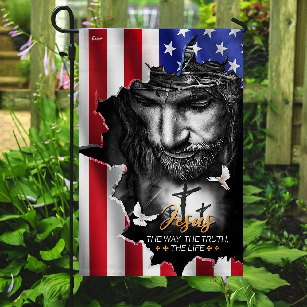 Christian Garden Flags, Jesus The Way The Truth The Life American Flag, Christian House Flags, Christian Cross Flag, Faith Flag