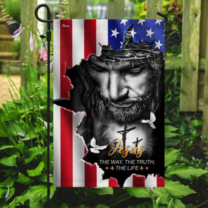 Christian Garden Flags, Jesus The Way The Truth The Life American Flag, Christian House Flags, Christian Cross Flag, Faith Flag