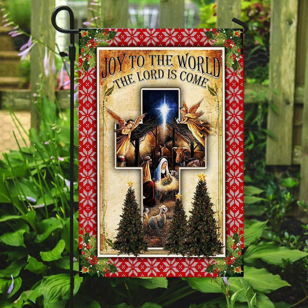 Christian Garden Flags, Joy To The World The Lord Is Come Jesus Christmas Flag, Christian House Flags, Christian Cross Flag, Faith Flag