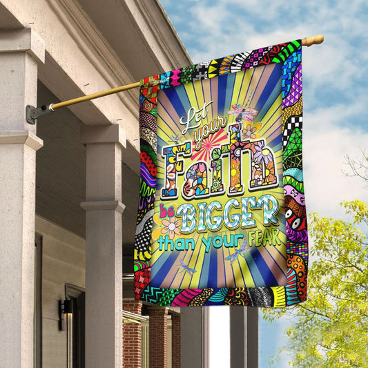 Christian Garden Flags, Let Your Faith Be Bigger Than Your Fear Flag, Christian House Flags, Christian Cross Flag, Faith Flag