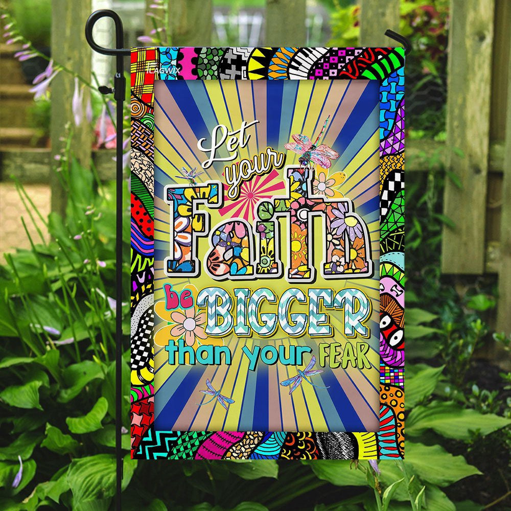 Christian Garden Flags, Let Your Faith Be Bigger Than Your Fear Flag, Christian House Flags, Christian Cross Flag, Faith Flag