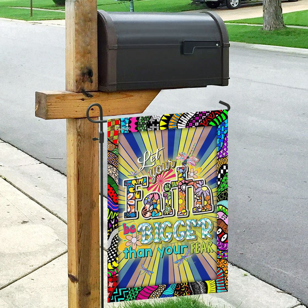 Christian Garden Flags, Let Your Faith Be Bigger Than Your Fear Flag, Christian House Flags, Christian Cross Flag, Faith Flag