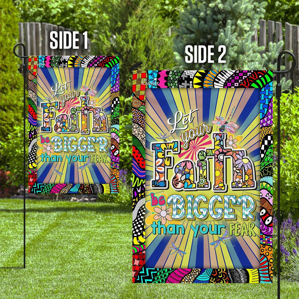 Christian Garden Flags, Let Your Faith Be Bigger Than Your Fear Flag, Christian House Flags, Christian Cross Flag, Faith Flag