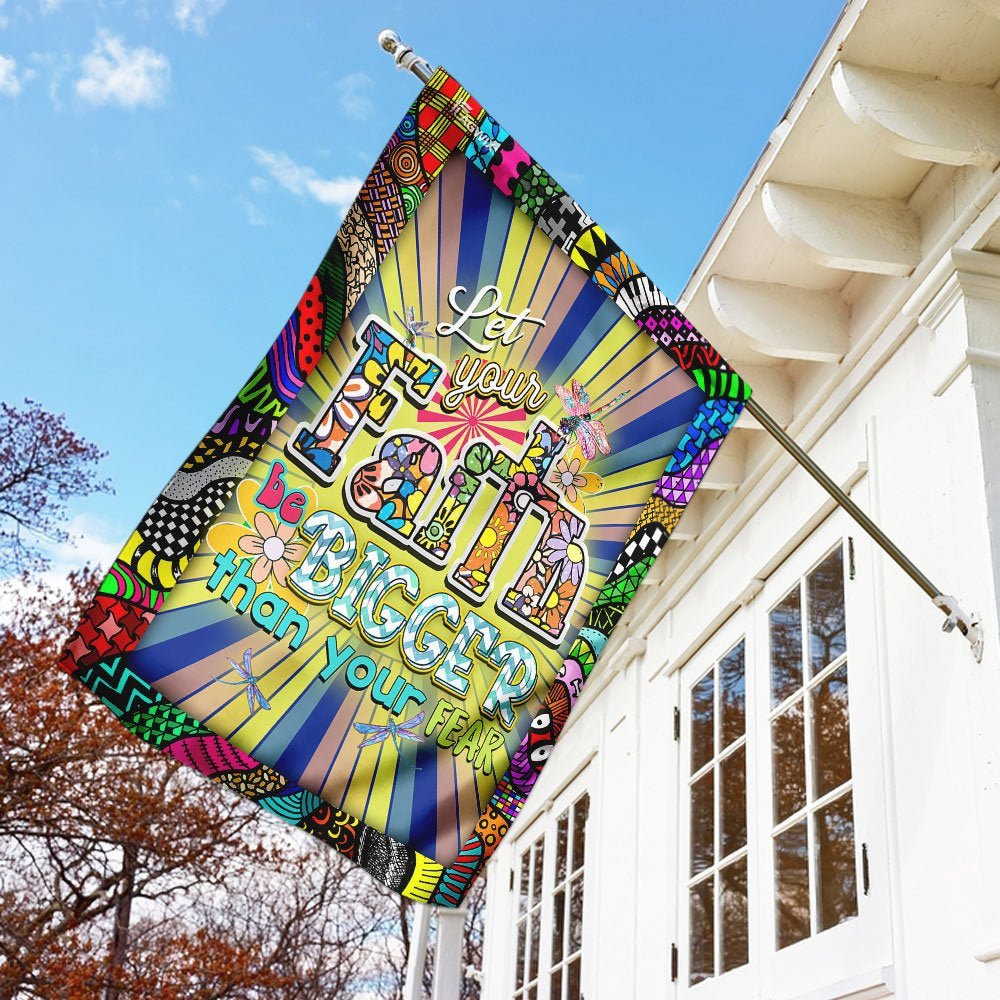 Christian Garden Flags, Let Your Faith Be Bigger Than Your Fear Flag, Christian House Flags, Christian Cross Flag, Faith Flag
