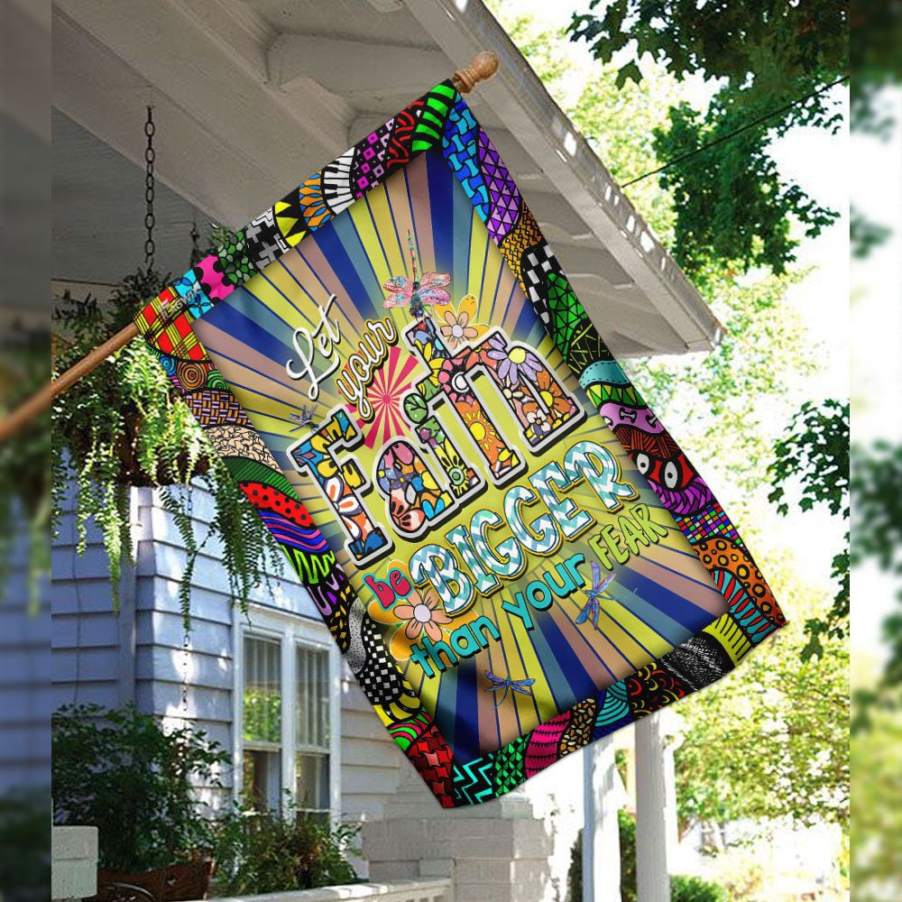 Christian Garden Flags, Let Your Faith Be Bigger Than Your Fear Flag, Christian House Flags, Christian Cross Flag, Faith Flag