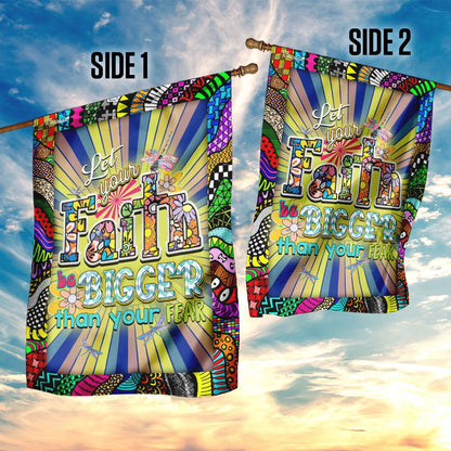 Christian Garden Flags, Let Your Faith Be Bigger Than Your Fear Flag, Christian House Flags, Christian Cross Flag, Faith Flag