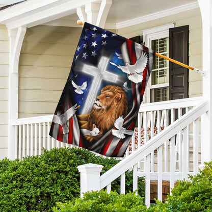 Christian Garden Flags, Lion And Doves American Flag, Christian House Flags, Christian Cross Flag, Faith Flag