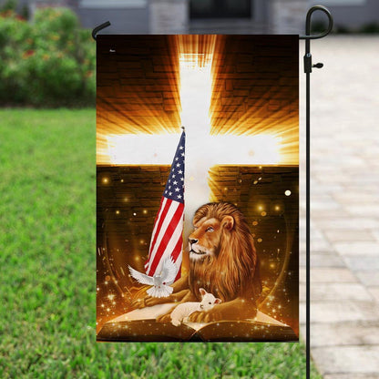 Christian Garden Flags, Lion God And Lamb American Flag, Christian House Flags, Christian Cross Flag, Faith Flag