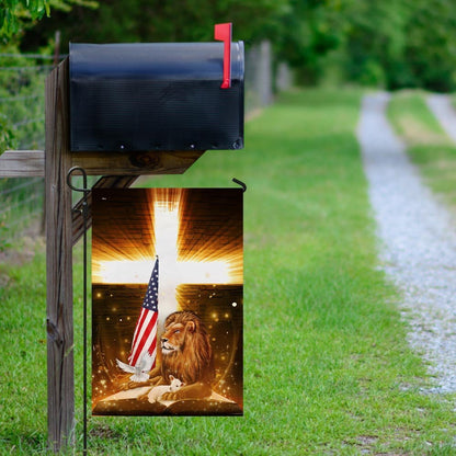 Christian Garden Flags, Lion God And Lamb American Flag, Christian House Flags, Christian Cross Flag, Faith Flag