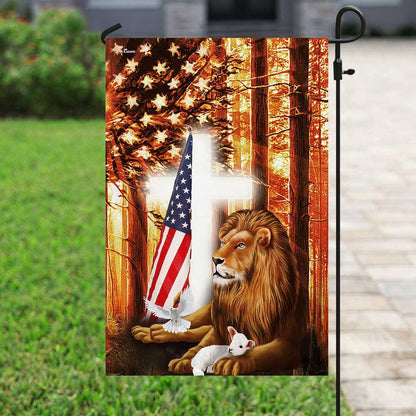 Christian Garden Flags, Lion Of Judah Lamb Of God American Flag, Christian House Flags, Christian Cross Flag, Faith Flag