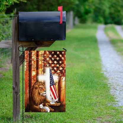 Christian Garden Flags, Lion Of Judah Lamb Of God American Flag, Christian House Flags, Christian Cross Flag, Faith Flag