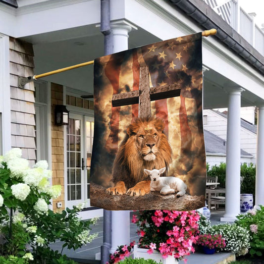 Christian Garden Flags, Lion Of Judah Lamb Of God Cross Flag, Christian House Flags, Christian Cross Flag, Faith Flag