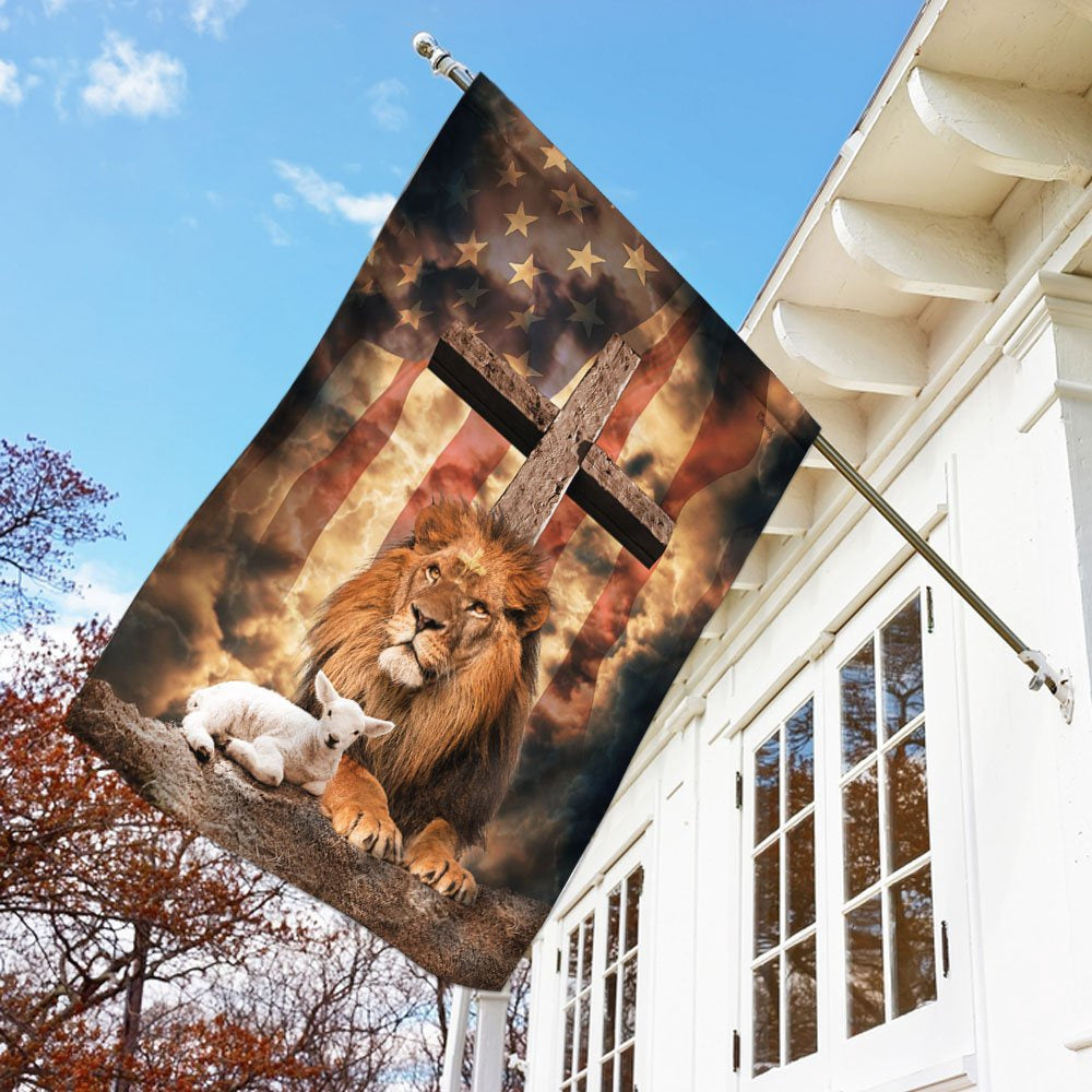 Christian Garden Flags, Lion Of Judah Lamb Of God Cross Flag, Christian House Flags, Christian Cross Flag, Faith Flag