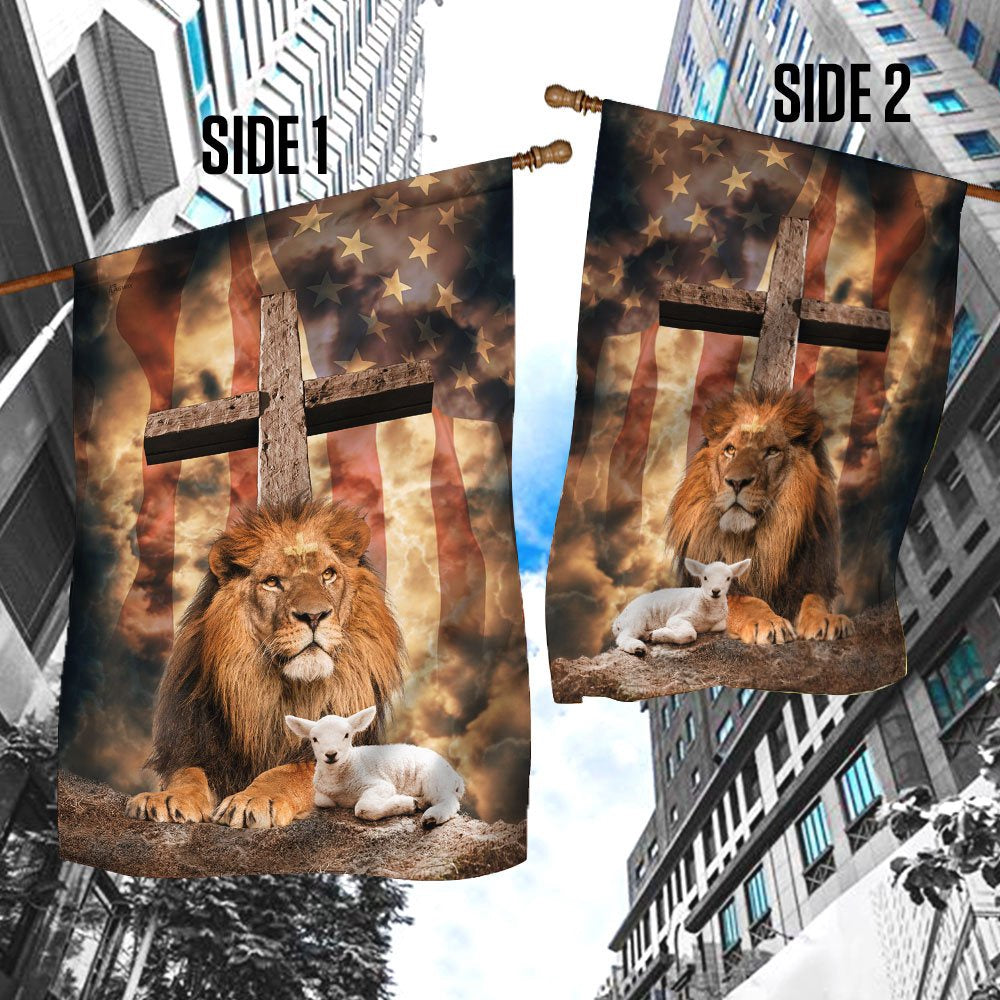 Christian Garden Flags, Lion Of Judah Lamb Of God Cross Flag, Christian House Flags, Christian Cross Flag, Faith Flag
