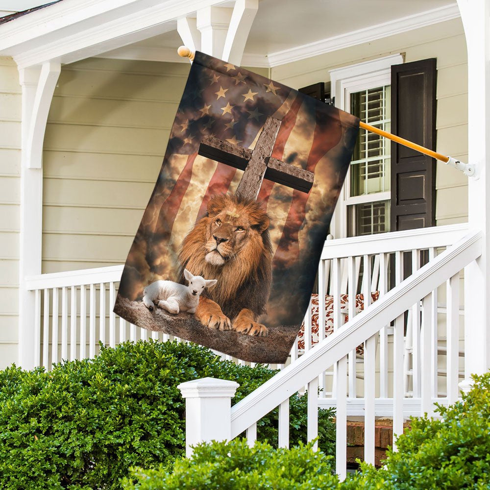 Christian Garden Flags, Lion Of Judah Lamb Of God Cross Flag, Christian House Flags, Christian Cross Flag, Faith Flag