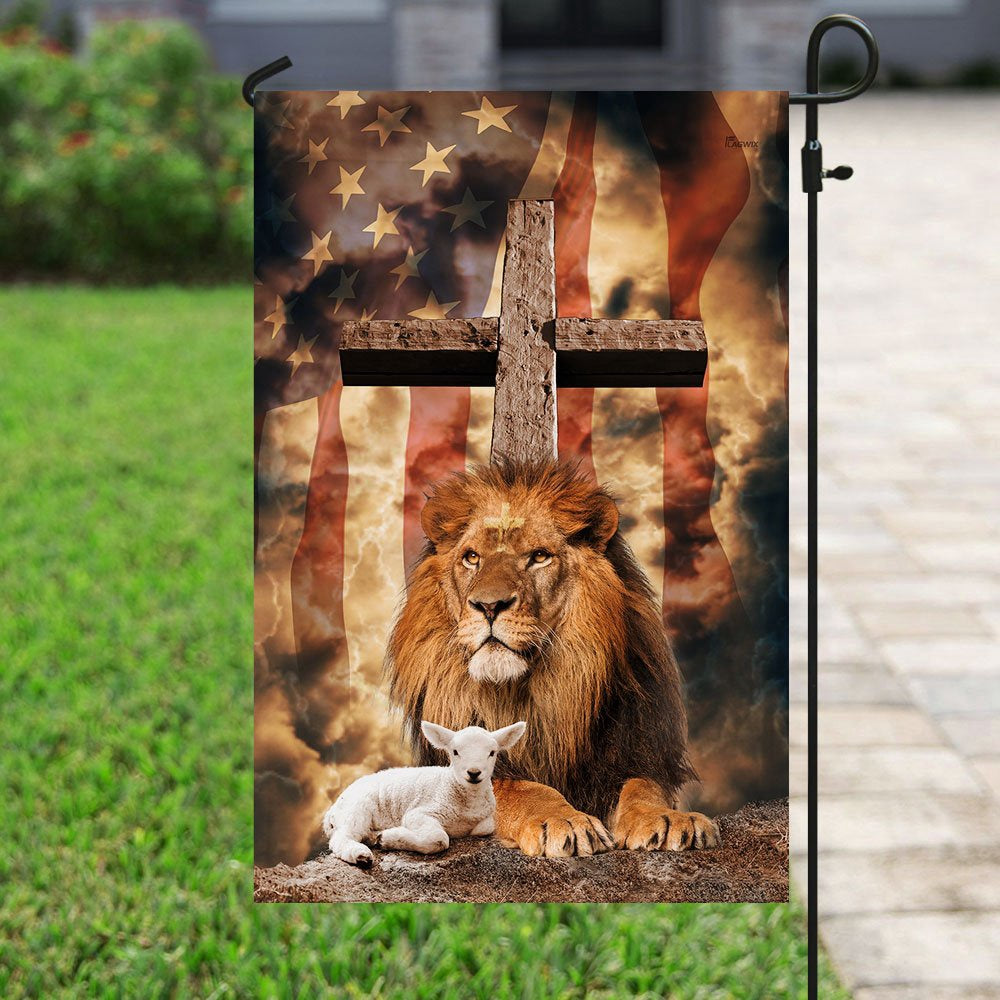 Christian Garden Flags, Lion Of Judah Lamb Of God Cross Flag, Christian House Flags, Christian Cross Flag, Faith Flag
