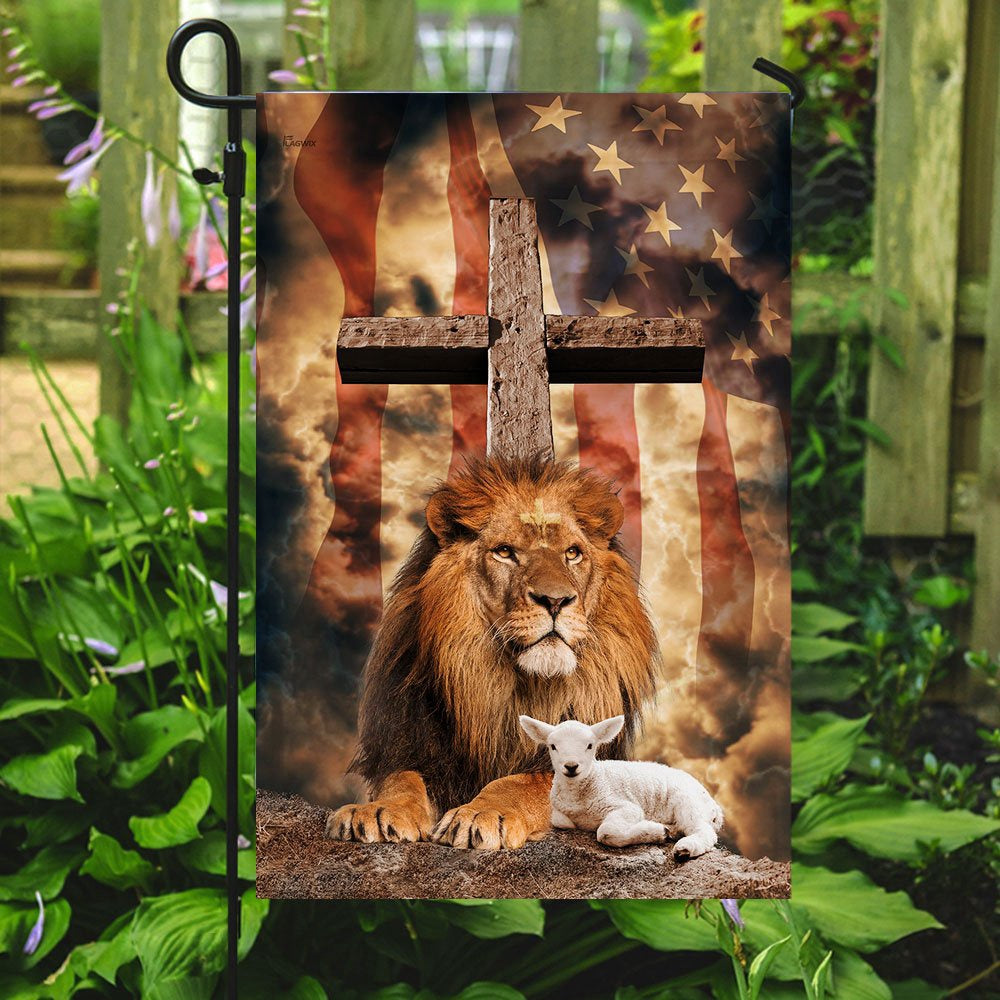 Christian Garden Flags, Lion Of Judah Lamb Of God Cross Flag, Christian House Flags, Christian Cross Flag, Faith Flag
