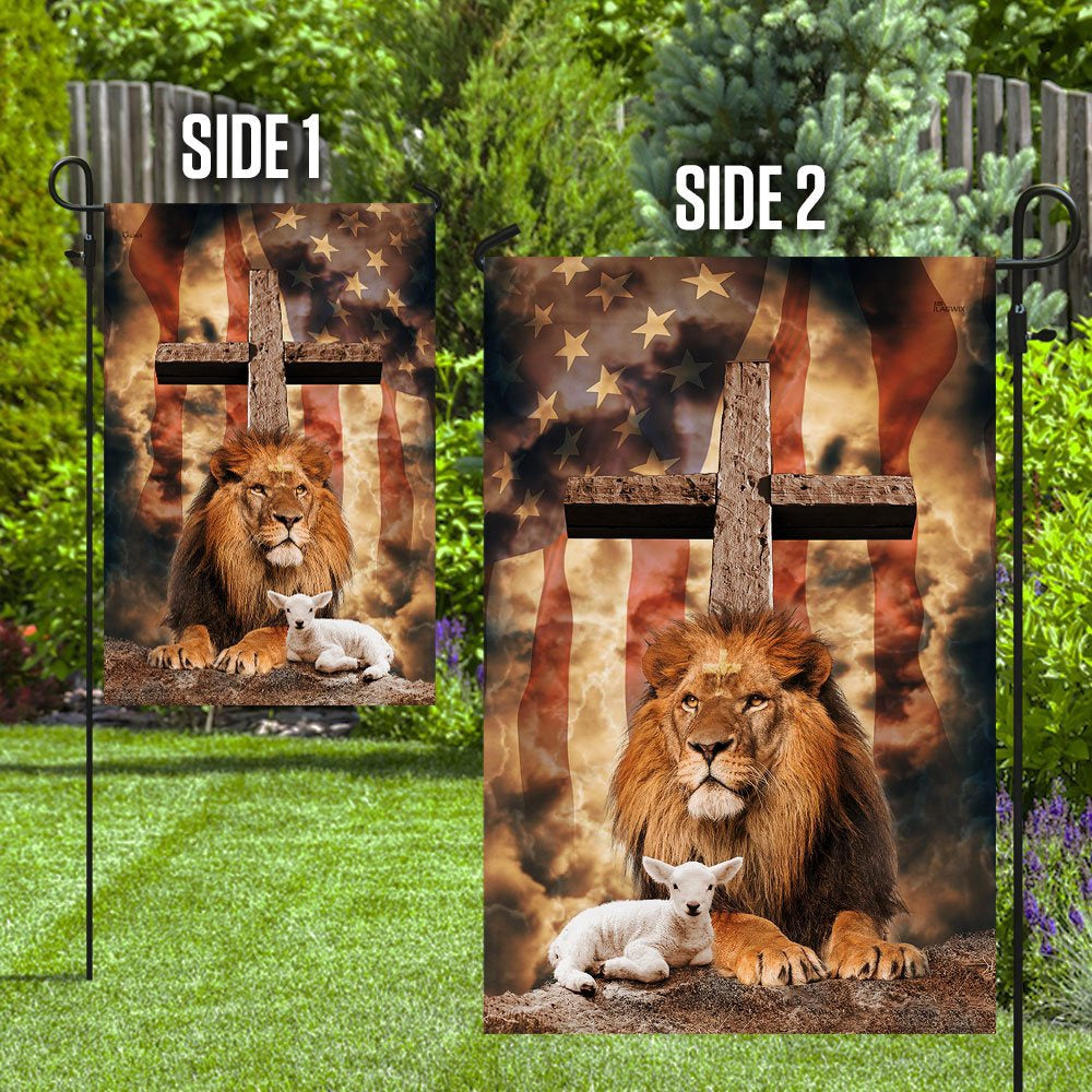 Christian Garden Flags, Lion Of Judah Lamb Of God Cross Flag, Christian House Flags, Christian Cross Flag, Faith Flag