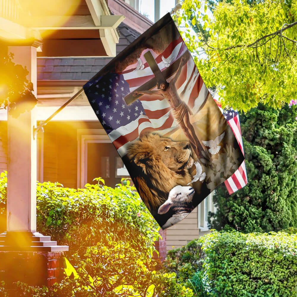 Christian Garden Flags, Lion Of Judah Lamb Of God Flag, Christian House Flags, Christian Cross Flag, Faith Flag