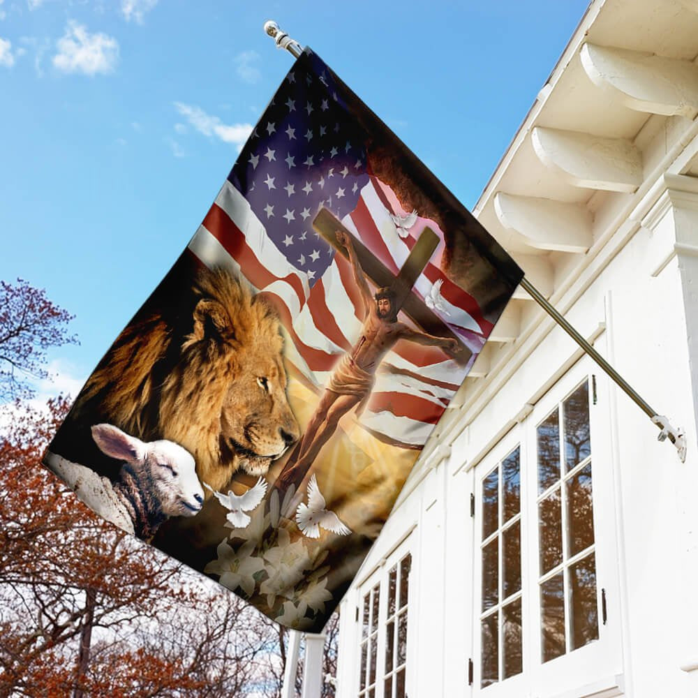 Christian Garden Flags, Lion Of Judah Lamb Of God Flag, Christian House Flags, Christian Cross Flag, Faith Flag