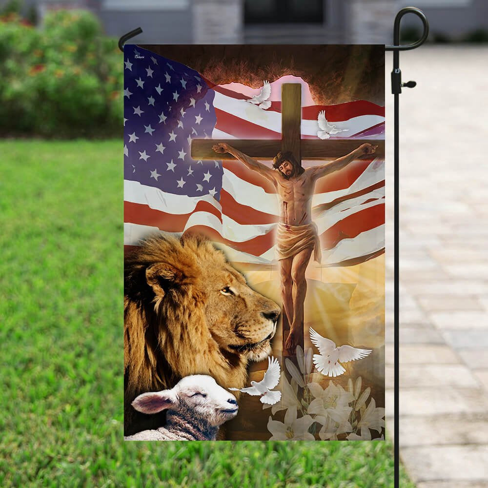 Christian Garden Flags, Lion Of Judah Lamb Of God Flag, Christian House Flags, Christian Cross Flag, Faith Flag