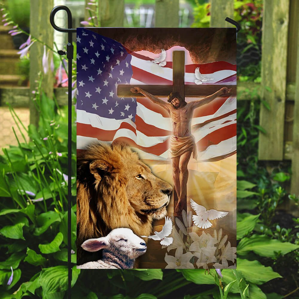 Christian Garden Flags, Lion Of Judah Lamb Of God Flag, Christian House Flags, Christian Cross Flag, Faith Flag