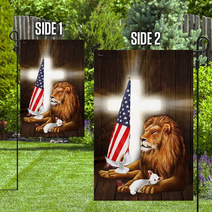 Christian Garden Flags, Lion and Lamb Cross Flag, Christian House Flags, Christian Cross Flag, Faith Flag