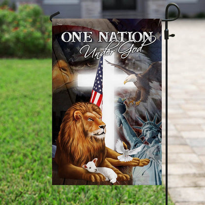 Christian Garden Flags, Lion and Lamb One Nation Under God Flag, Christian House Flags, Christian Cross Flag, Faith Flag