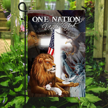 Christian Garden Flags, Lion and Lamb One Nation Under God Flag, Christian House Flags, Christian Cross Flag, Faith Flag