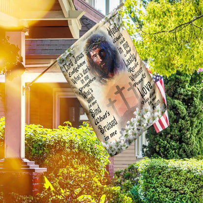 Christian Garden Flags, Lord Jesus Enlighten What's Dark  In Me Christian Flag, Christian House Flags, Christian Cross Flag, Faith Flag