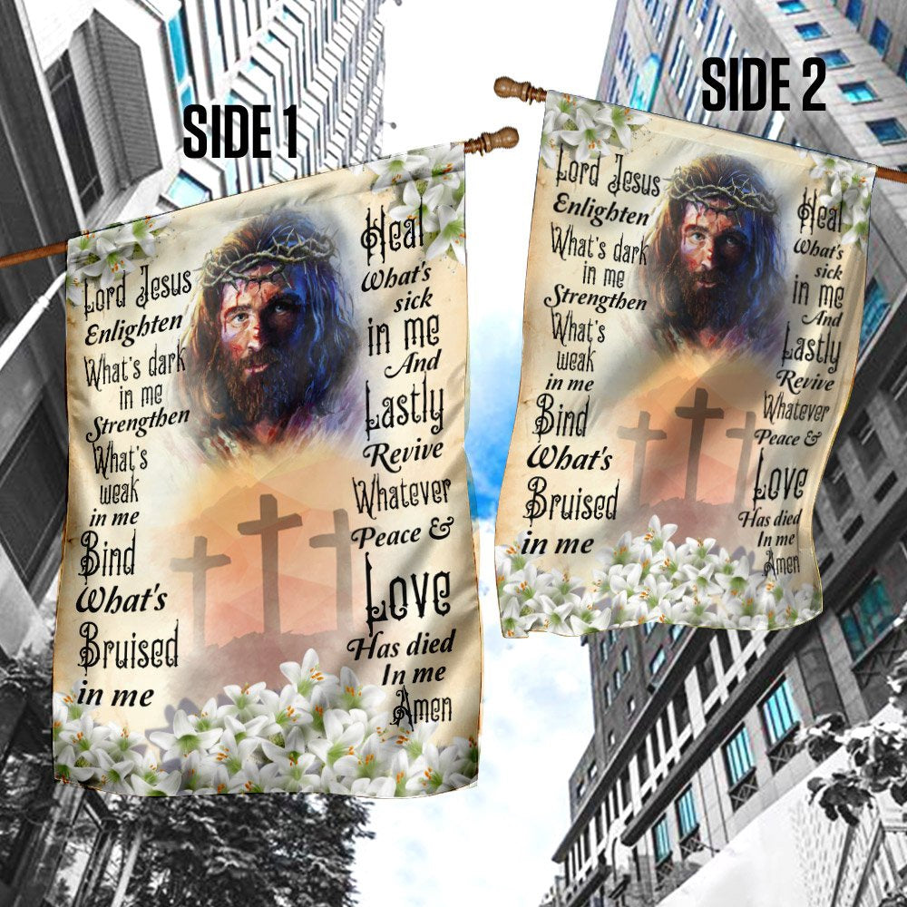 Christian Garden Flags, Lord Jesus Enlighten What's Dark  In Me Christian Flag, Christian House Flags, Christian Cross Flag, Faith Flag