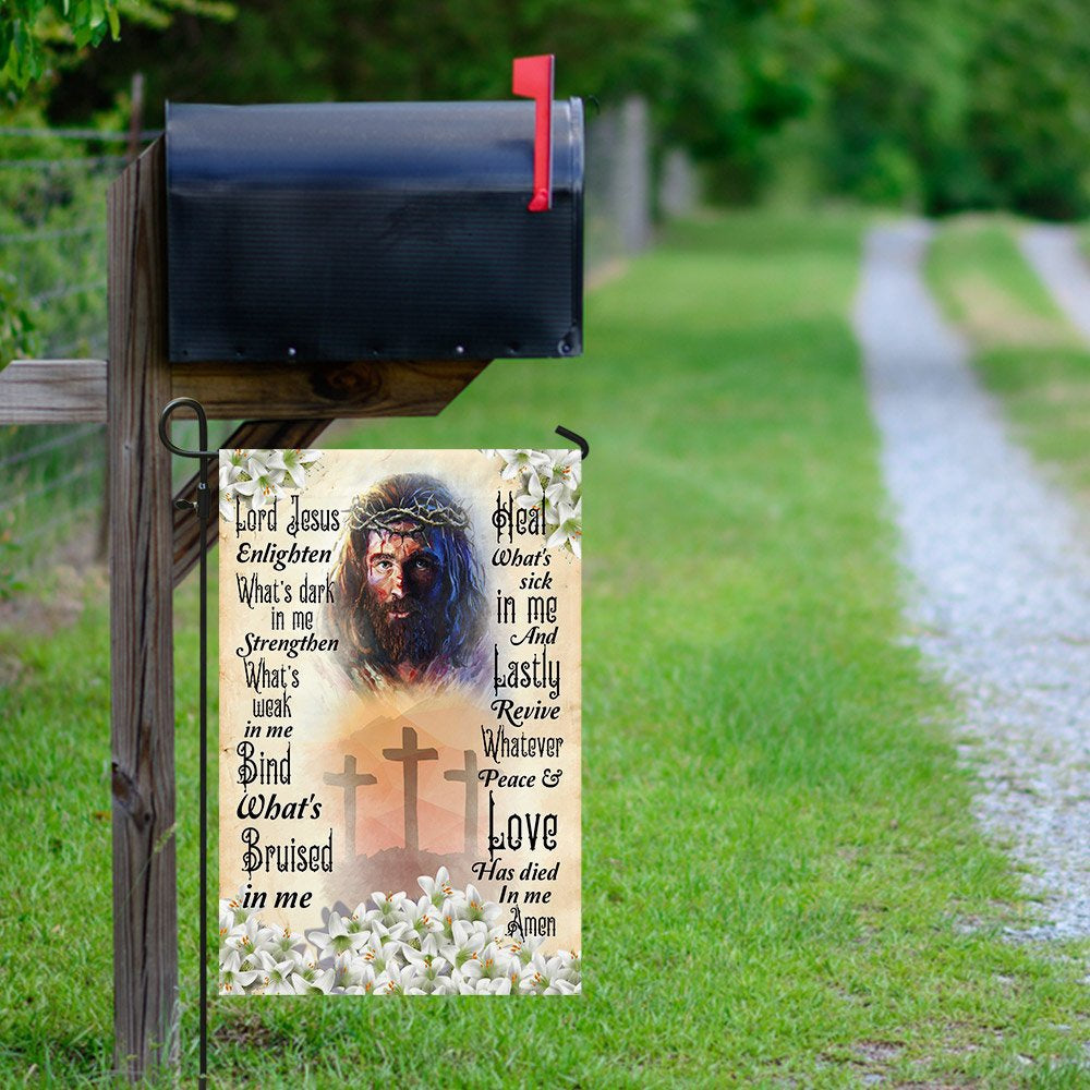 Christian Garden Flags, Lord Jesus Enlighten What's Dark  In Me Christian Flag, Christian House Flags, Christian Cross Flag, Faith Flag