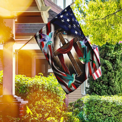 Christian Garden Flags, Magical Hummingbirds Flag, Christian House Flags, Christian Cross Flag, Faith Flag