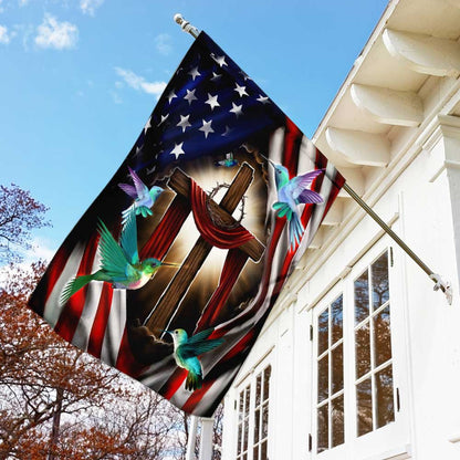 Christian Garden Flags, Magical Hummingbirds Flag, Christian House Flags, Christian Cross Flag, Faith Flag