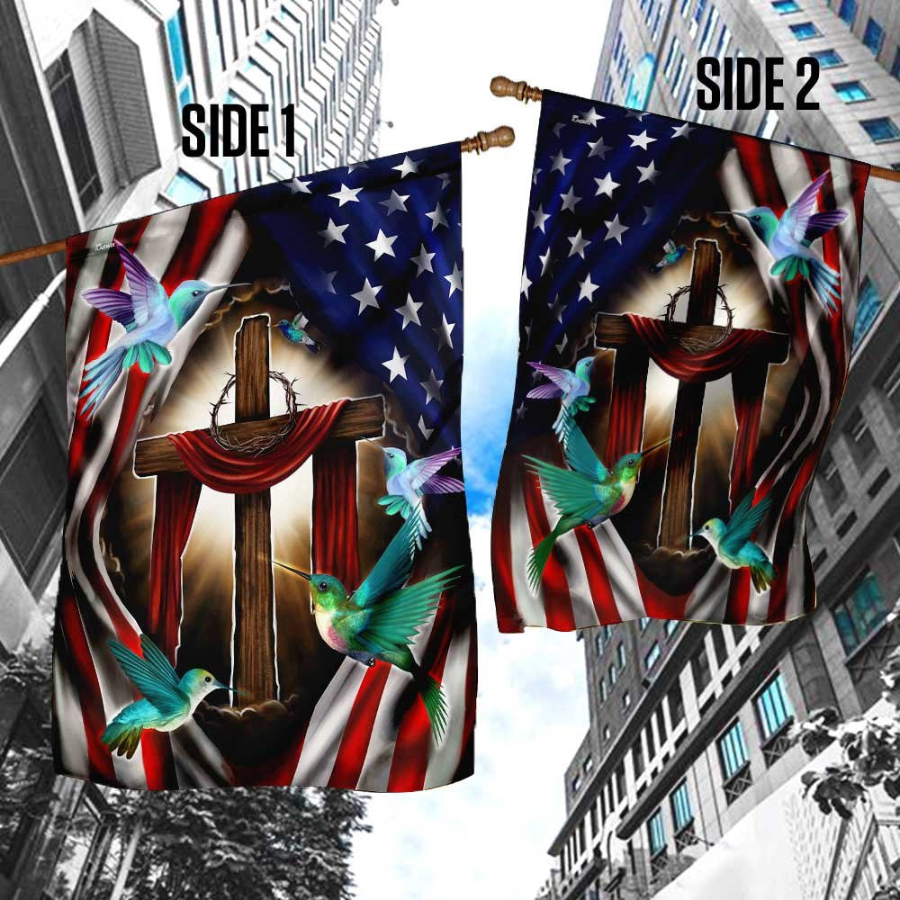 Christian Garden Flags, Magical Hummingbirds Flag, Christian House Flags, Christian Cross Flag, Faith Flag