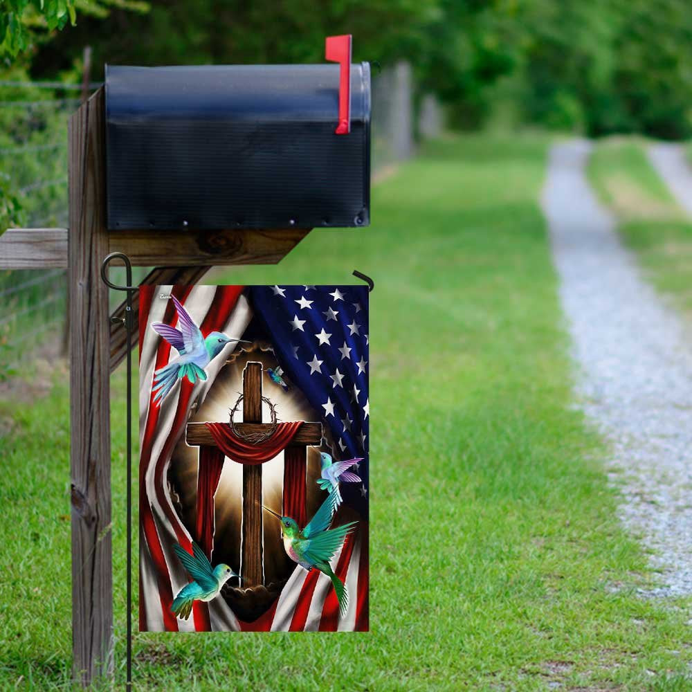 Christian Garden Flags, Magical Hummingbirds Flag, Christian House Flags, Christian Cross Flag, Faith Flag