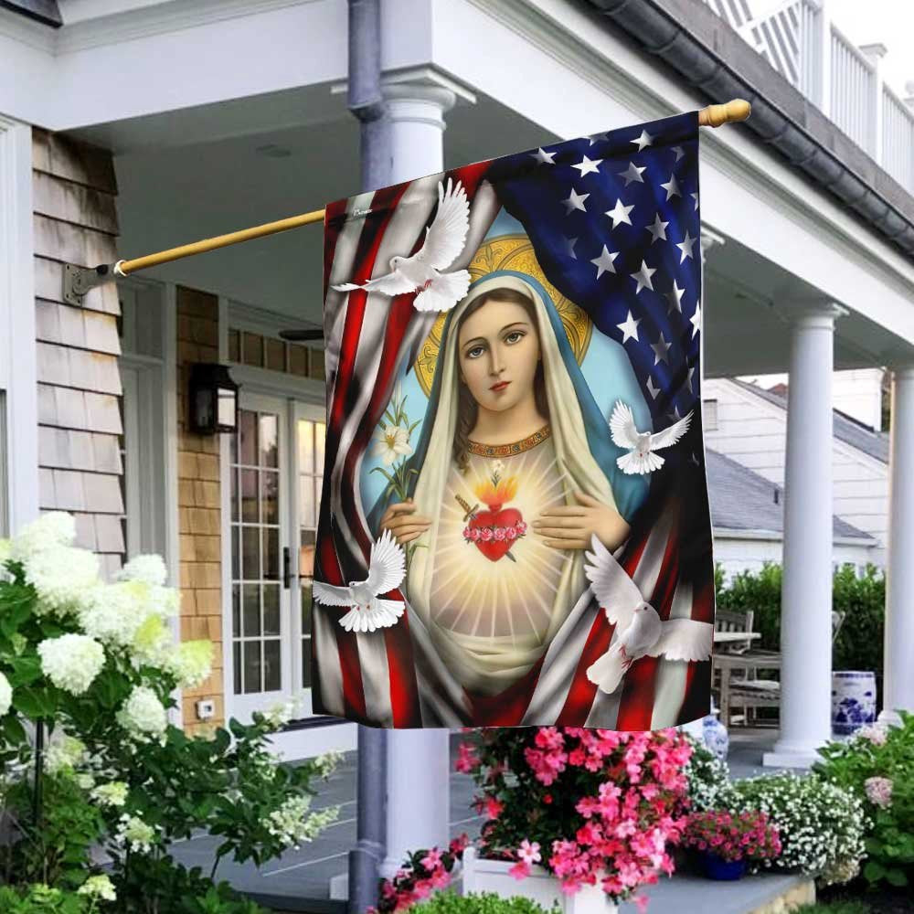Christian Garden Flags, Mama Mary American Flag, Christian House Flags, Christian Cross Flag, Faith Flag