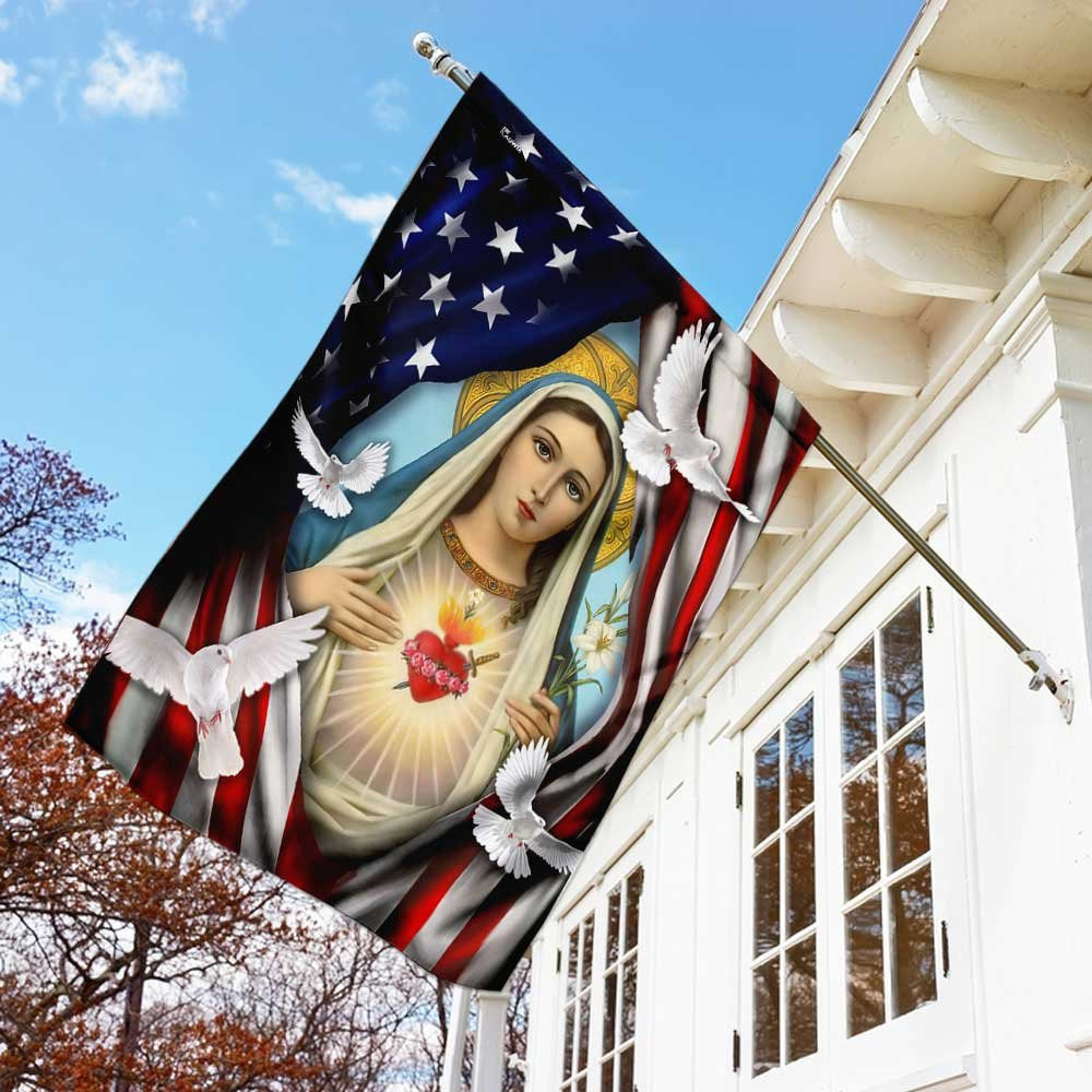 Christian Garden Flags, Mama Mary American Flag, Christian House Flags, Christian Cross Flag, Faith Flag