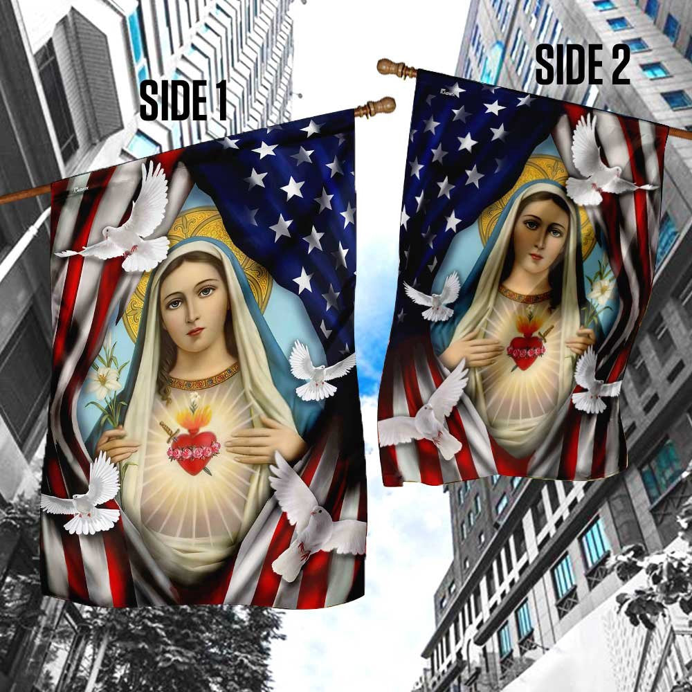 Christian Garden Flags, Mama Mary American Flag, Christian House Flags, Christian Cross Flag, Faith Flag