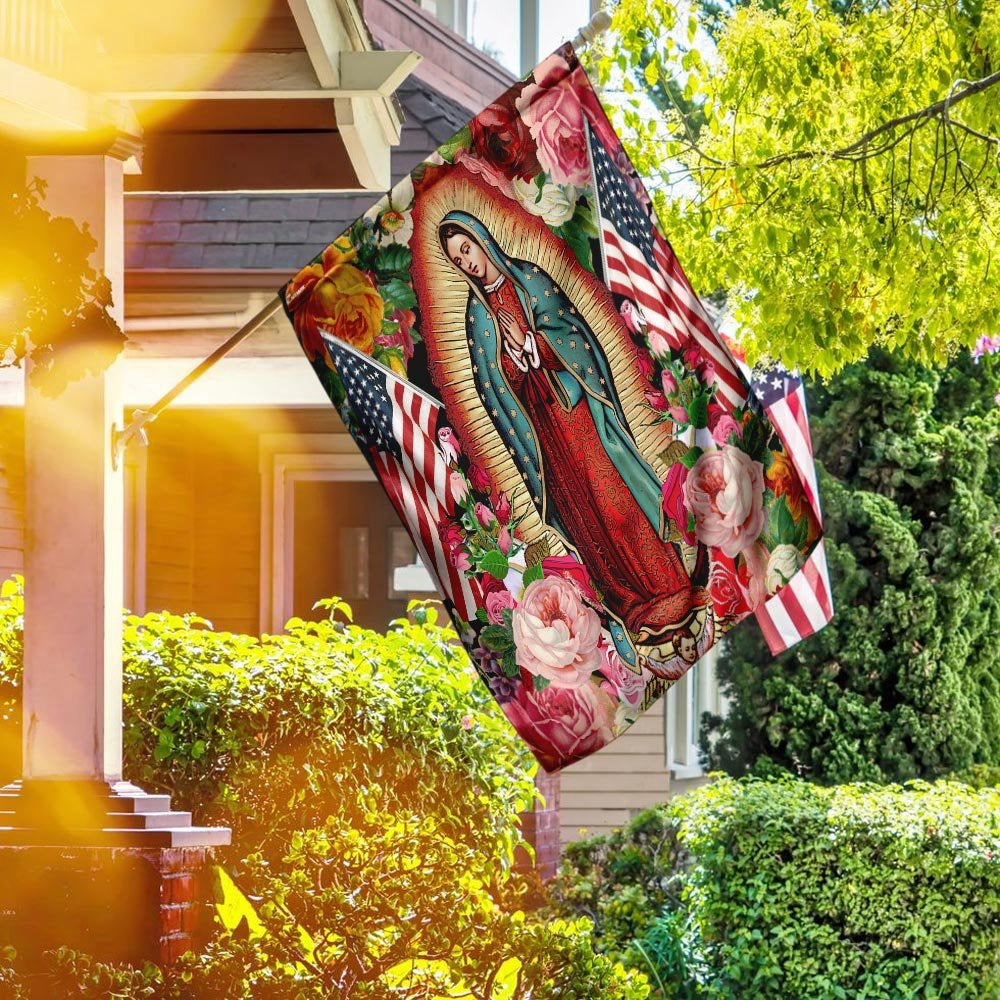 Christian Garden Flags, Mary Our Lady Of America Flag, Christian House Flags, Christian Cross Flag, Faith Flag