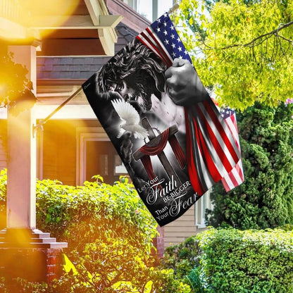 Christian Garden Flags, My God Jesus Christian Let Your Faith Be Bigger Than Your Fear Flag, Christian House Flags, Christian Cross Flag, Faith Flag